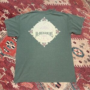 McMenamins Roseburg Station short sleeve faded green graphic tee L